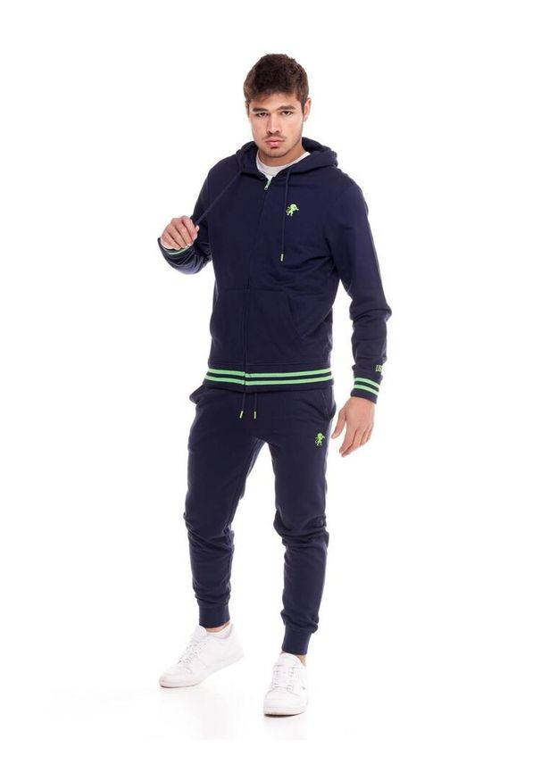 LEONE 1947 APPAREL - Welcome Back Męski dres z kapturem i zamkiem. Kolor: niebieski. Materiał: dresówka. Sport: fitness