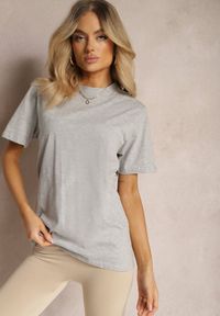 Renee - Szara Casualowa Koszulka z Bawełny z Krótkim Rękawem Virdula. Okazja: na co dzień. Kolor: szary. Materiał: bawełna. Długość rękawa: krótki rękaw. Długość: krótkie. Styl: casual