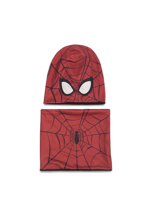 Komplet czapka i komin Spiderman Ultimate. Kolor: czerwony. Wzór: motyw z bajki