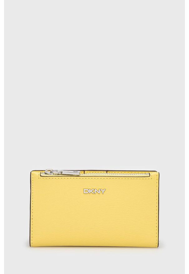 DKNY - Dkny - Portfel skórzany. Kolor: żółty. Materiał: skóra. Wzór: gładki