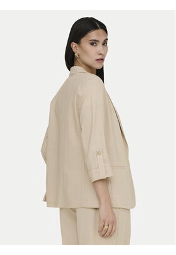 only - ONLY Marynarka Goa 15363727 Beżowy Regular Fit. Kolor: beżowy. Materiał: len