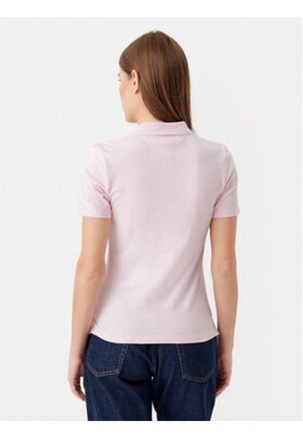 TOMMY HILFIGER - Tommy Hilfiger Polo 1985 WW0WW43225 Różowy Slim Fit. Typ kołnierza: polo. Kolor: różowy. Materiał: bawełna