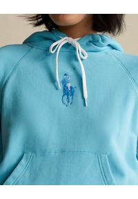 Ralph Lauren - RALPH LAUREN - Niebieska bluza z kapturem Relaxed fit. Typ kołnierza: kaptur. Kolor: niebieski. Materiał: bawełna. Długość rękawa: długi rękaw. Długość: długie. Wzór: aplikacja #2