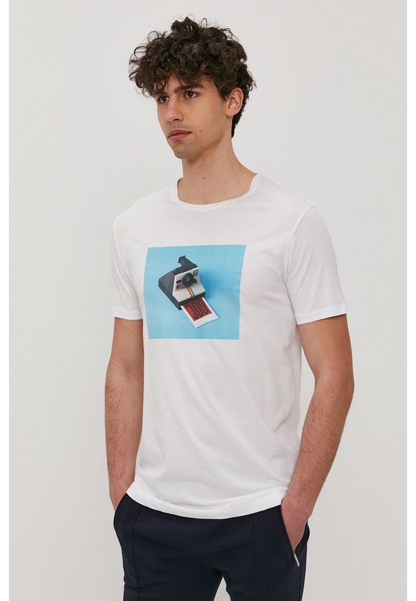 John Frank - T-shirt. Okazja: na co dzień. Kolor: biały. Wzór: nadruk. Styl: casual