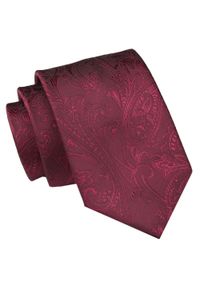 Męski Krawat Angelo di Monti - Ciemnoczerwony, Faktura. Kolor: czerwony. Materiał: tkanina. Styl: wizytowy, elegancki