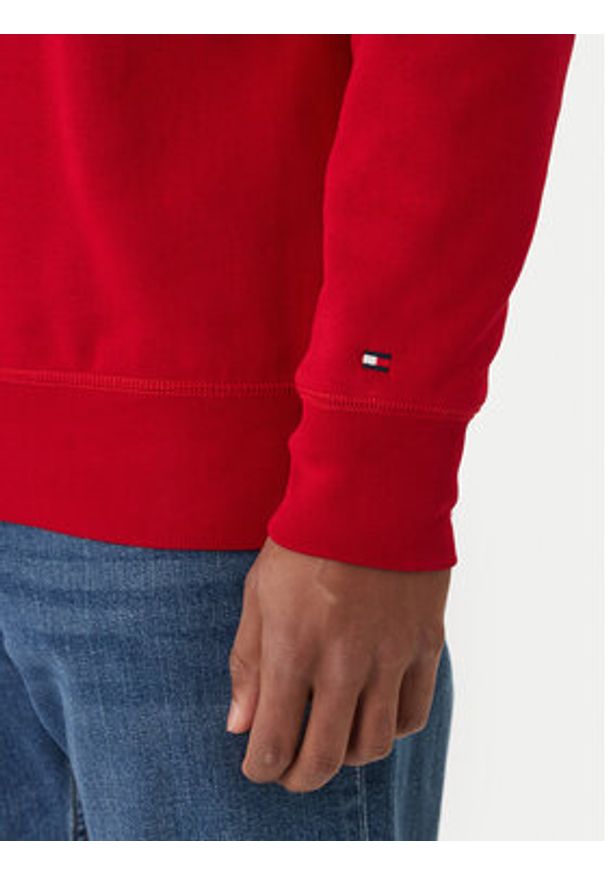 TOMMY HILFIGER - Tommy Hilfiger Bluza Logo MW0MW11596 Czerwony Regular Fit. Kolor: czerwony. Materiał: syntetyk, bawełna