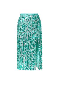 AGGI - Turkusowa cekinowa spódnica Layla. Stan: podwyższony. Kolor: zielony. Materiał: wiskoza. Wzór: aplikacja. Styl: klasyczny, elegancki #3