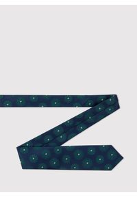 Pako Lorente - PAKO LORENTE – Granatowy krawat męski w zielone rozetki. Kolor: niebieski, wielokolorowy, zielony. Materiał: poliester #3
