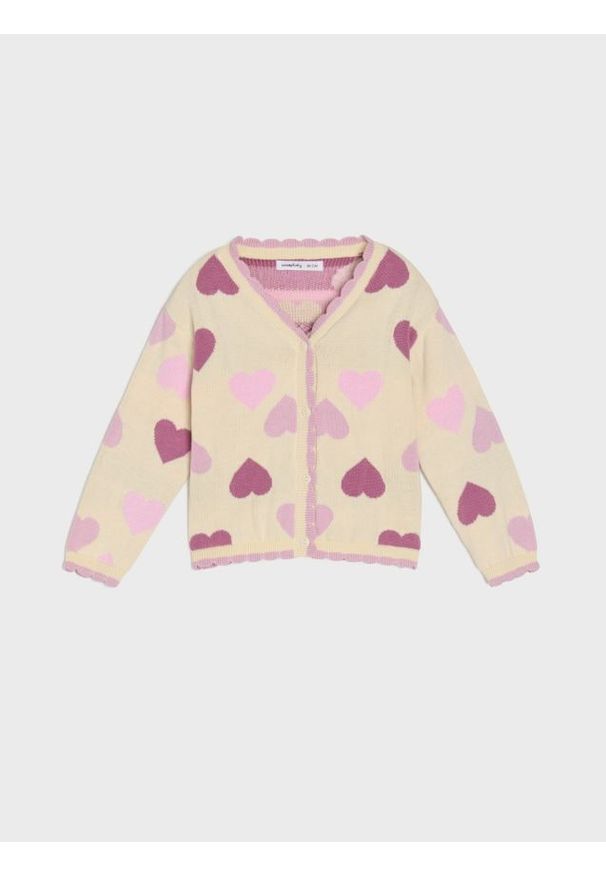 Sinsay - Sweter z motywem serc z dekoracyjnym wykończeniem - kremowy. Kolor: kremowy