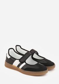 Born2be - Czarne Tenisówki w Stylu Balerinek z Zapięciem na Rzep Talwan. Okazja: na spacer, na co dzień. Zapięcie: rzepy. Kolor: czarny. Materiał: jeans. Sport: turystyka piesza #4