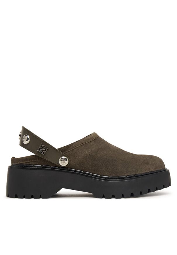 Guess Klapki FLTWN2 SUE01 Khaki. Kolor: brązowy. Materiał: skóra, zamsz
