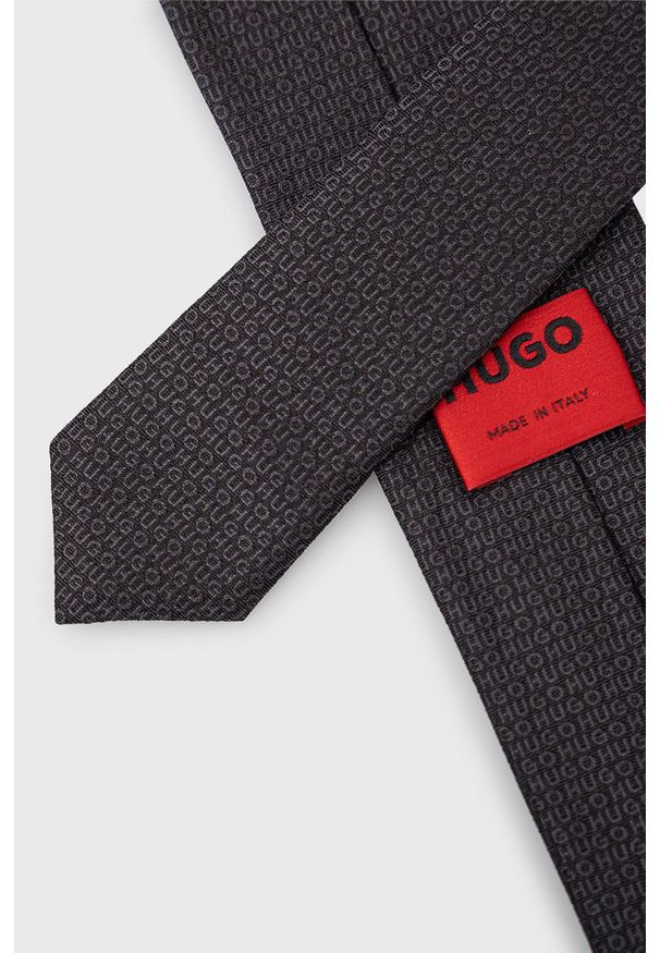 Hugo - HUGO krawat jedwabny kolor czarny. Kolor: czarny. Materiał: jedwab