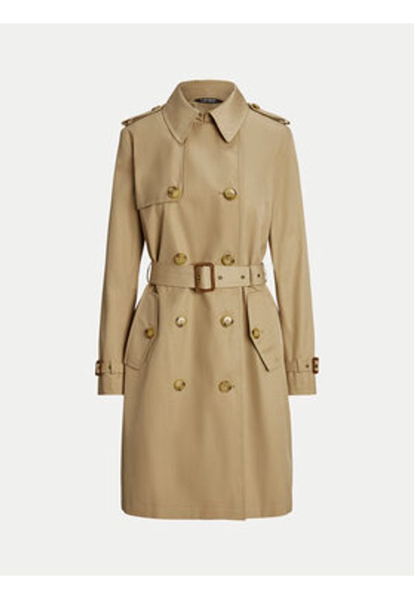 Lauren Ralph Lauren - LAUREN RALPH LAUREN Płaszcz przejściowy 297967122002 Beżowy. Kolor: beżowy. Materiał: syntetyk, bawełna