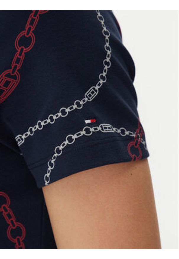 TOMMY HILFIGER - Tommy Hilfiger Sukienka codzienna Modern F&F Midi Dress WW0WW44547 Granatowy Regular Fit. Okazja: na co dzień. Kolor: niebieski. Materiał: bawełna. Typ sukienki: proste. Styl: casual. Długość: midi