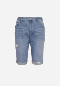 Born2be - Niebieskie Dopasowane Szorty Jeansowe do Kolan Namsin. Okazja: na co dzień. Stan: podwyższony. Kolor: niebieski. Materiał: jeans. Długość: do kolan. Styl: casual, elegancki #4