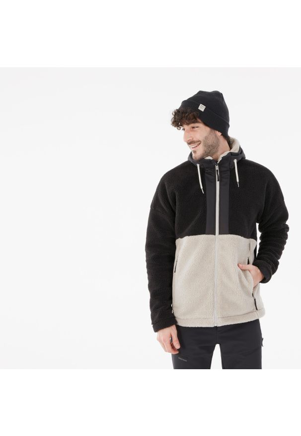 quechua - Polar turystyczny męski Quechua Sherpa SH900 Warm. Kolor: wielokolorowy, beżowy, czarny. Materiał: polar