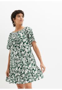 bonprix - Sukienka ze zrównoważonej wiskozy. Kolor: zielony. Materiał: wiskoza. Długość: mini #1