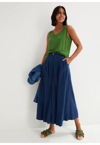 bonprix - Tank top z czystego lnu. Kolor: zielony. Materiał: len. Sezon: lato #3