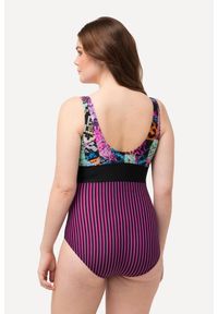 ULLA POPKEN - Damski Strój kąpielowy mieszanka wzorów miękkie miseczki. Kolekcja: plus size. Kolor: czarny. Materiał: poliester, elastan, poliamid, materiał