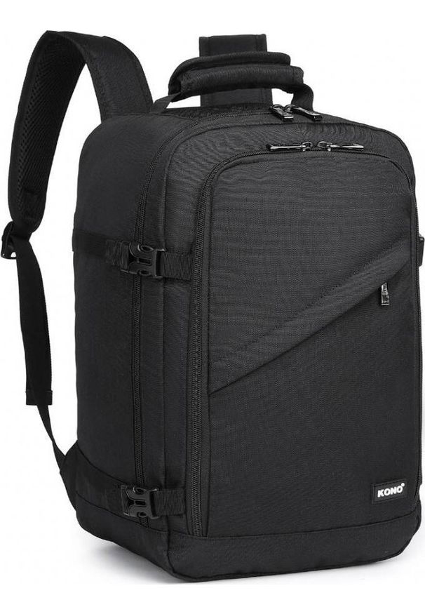 Plecak Kono KONO Plecak podróżny kabinowy do samolotu RYANAIR 40x20x25 Czarny. Kolor: czarny