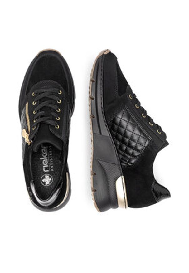 Rieker Sneakersy N6314-00 Czarny. Kolor: czarny. Materiał: skóra