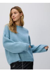 Reserved - Sweter z wełną i moherem - niebieski. Kolor: niebieski. Materiał: wełna, moher #1