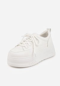 Renee - Białe Chunky Sneakersy VICES na Platformie Azilera. Okazja: na co dzień. Kolor: biały. Materiał: jeans. Obcas: na platformie #4