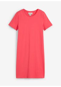 bonprix - Sukienka z dżerseju z czystej bawełny. Kolor: różowy. Materiał: jersey, bawełna. Wzór: gładki #1