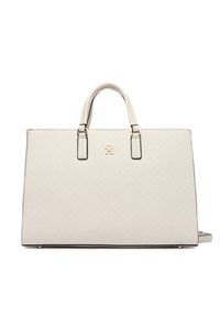 TOMMY HILFIGER - Tommy Hilfiger Torebka Th Daily Satchel Mono AW0AW18418 Écru. Kolor: kremowy. Materiał: skórzane #7
