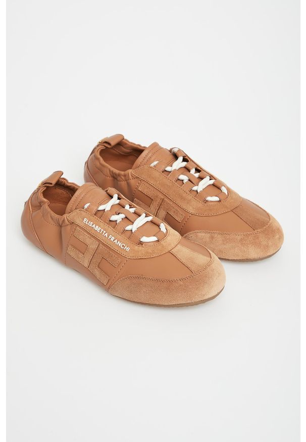 Elisabetta Franchi - Sneakersy damskie skórzane ELISABETTA FRANCHI. Materiał: skóra