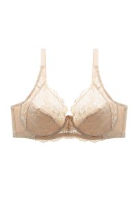 Intica - Biustonosz koronkowy plus size z delikatnym wsparciem na co dzień i okazje Natusuko. Kolekcja: plus size. Kolor: beżowy. Materiał: koronka. Wzór: koronka #1