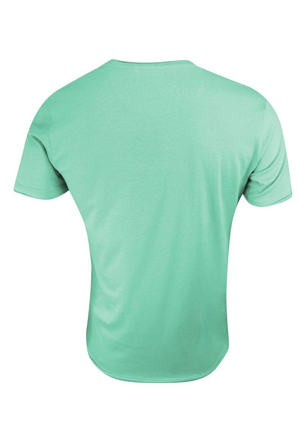 Brave Soul - T-Shirt (Koszulka) Miętowy Bez Nadruku, Okrągły Dekolt, Postrzępione Brzegi -BRAVE SOUL- Męski. Okazja: na co dzień. Kolor: miętowy. Materiał: bawełna. Styl: casual