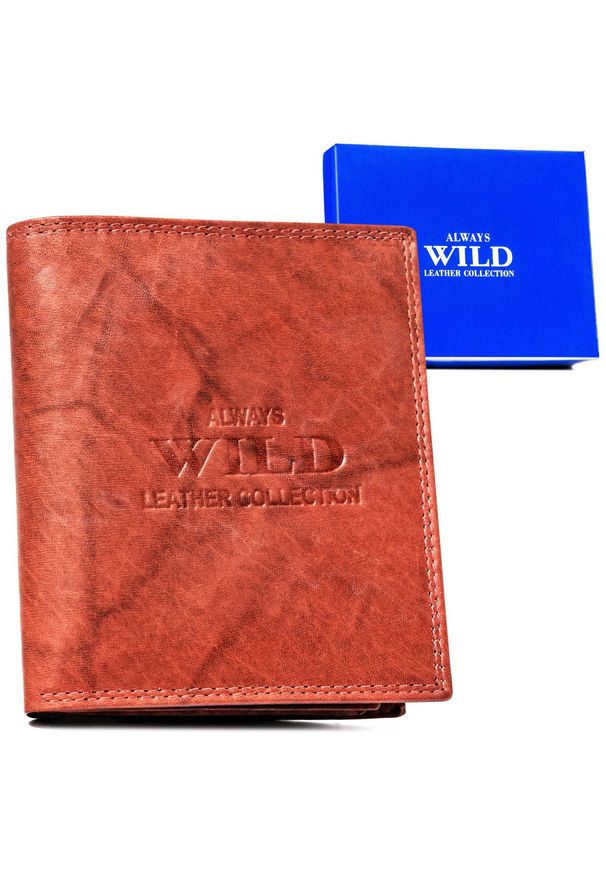 ALWAYS WILD - Portfel skórzany Always Wild AW-N890-MAL brązowy. Kolor: brązowy. Materiał: skóra