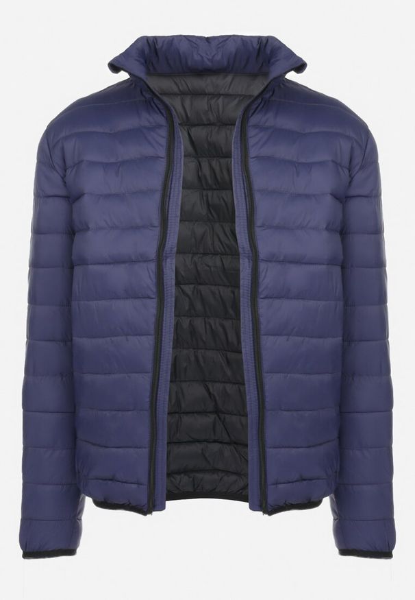 Born2be - Granatowa Kurtka Pikowana Evila. Typ kołnierza: kołnierzyk stójkowy. Kolor: niebieski. Materiał: materiał. Długość rękawa: długi rękaw. Długość: długie. Sezon: jesień, wiosna