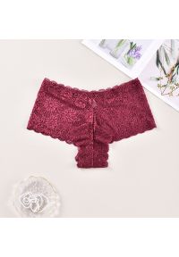 Intica - Koronkowe brazyliany z szerokim pasem na co dzień So. Kolor: czerwony. Materiał: koronka. Wzór: koronka