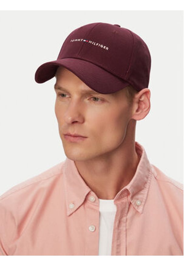 TOMMY HILFIGER - Tommy Hilfiger Czapka z daszkiem Th Foundation Hct 6 Panel Cap AM0AM14045 Bordowy. Kolor: czerwony. Materiał: bawełna
