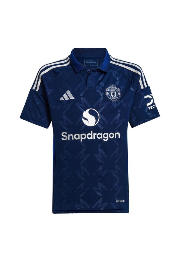 Adidas - Koszulka Manchester United 24/25 Away Kids. Kolor: niebieski. Materiał: materiał