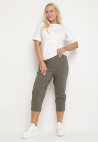 Born2be - Zielone Spodnie z Wiskozą Ozdobione Kieszeniami Liranta. Okazja: na co dzień. Kolor: zielony. Materiał: wiskoza. Wzór: aplikacja. Styl: klasyczny, casual #7