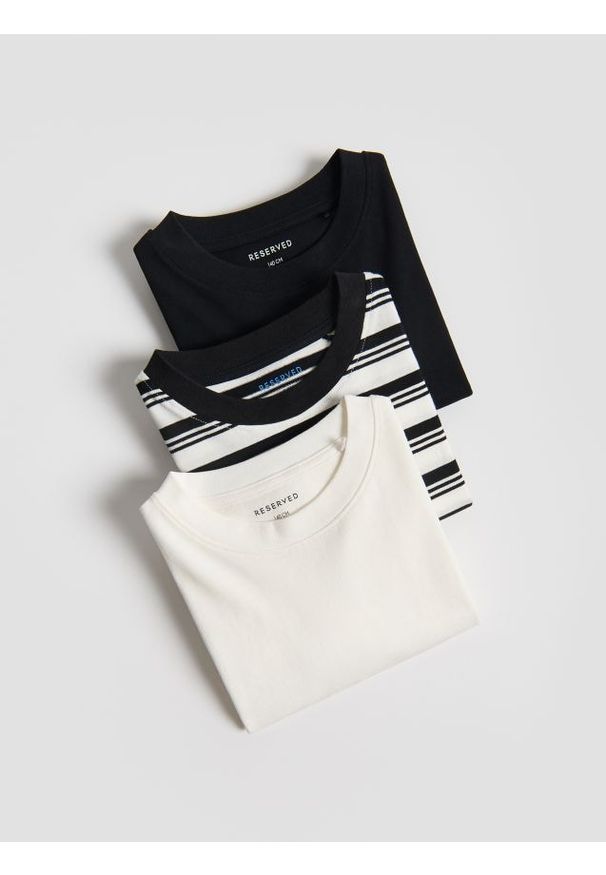 Reserved - Bawełniany longsleeve 3 pack - złamana biel. Materiał: bawełna. Długość rękawa: długi rękaw