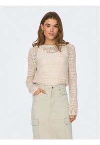 JDY Sweter Sun Lay 15287384 Beżowy Regular Fit. Kolor: beżowy. Materiał: syntetyk