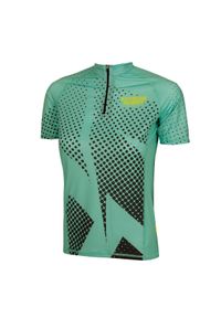 Koszulka biegowa damska z zamkiem i krótkim rękawem EXTREME HOBBY HALFTONE. Kolor: zielony. Materiał: poliester, elastan. Długość rękawa: krótki rękaw. Długość: krótkie. Sport: bieganie, kolarstwo