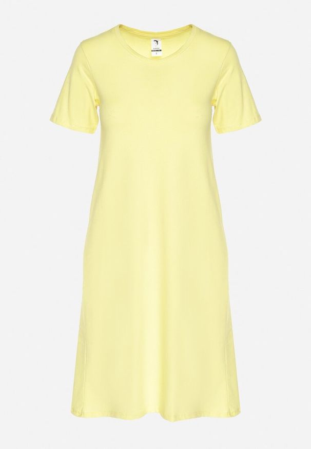 Born2be - Żółta Bawełniana Sukienka o Kroju Typu T-shirt Nilisea. Kolor: żółty. Materiał: bawełna