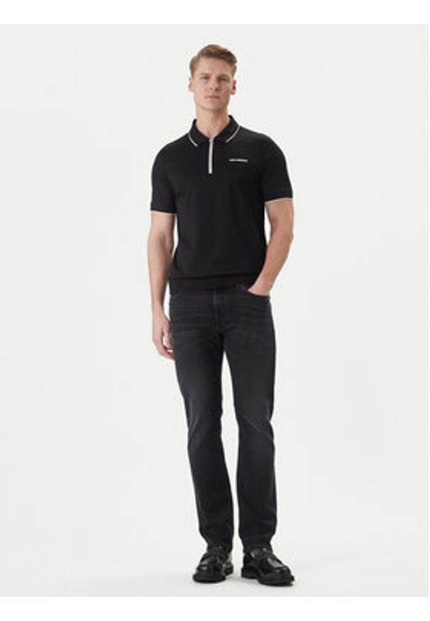 Karl Lagerfeld - KARL LAGERFELD Polo 745003 562200 Czarny Regular Fit. Typ kołnierza: polo. Kolor: czarny. Materiał: bawełna