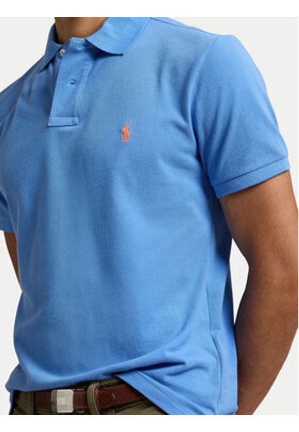 Polo Ralph Lauren Polo 710680784406 Niebieski Custom Slim Fit. Typ kołnierza: polo. Kolor: niebieski. Materiał: bawełna