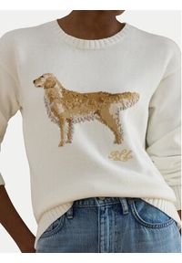 Lauren Ralph Lauren - LAUREN RALPH LAUREN Sweter 200P10148001 Biały Relaxed Fit. Kolor: biały. Materiał: bawełna #4