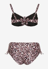 Born2be - Brązowe Bikini Biustonosz z Wiązaniem i Majtki Figi ze Ściągaczami Uloselia. Kolekcja: plus size. Kolor: brązowy. Wzór: ażurowy, motyw zwierzęcy #4