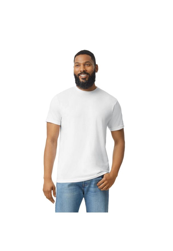 GILDAN - Męska Koszulka Softstyle Plain CVC. Kolor: biały. Sport: turystyka piesza