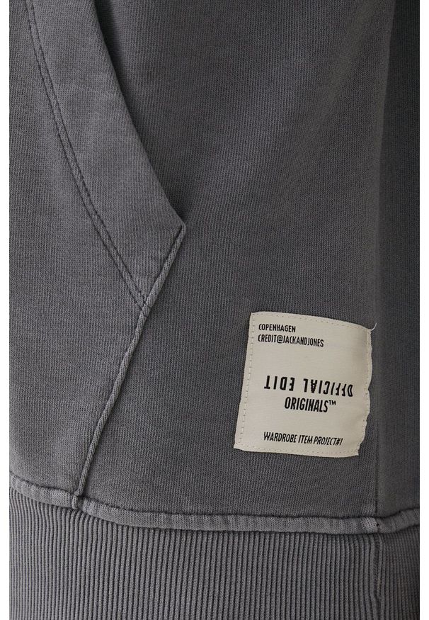Jack & Jones kamizelka bawełniana męska kolor szary z kapturem gładka. Typ kołnierza: kaptur. Kolor: szary. Materiał: bawełna. Wzór: gładki