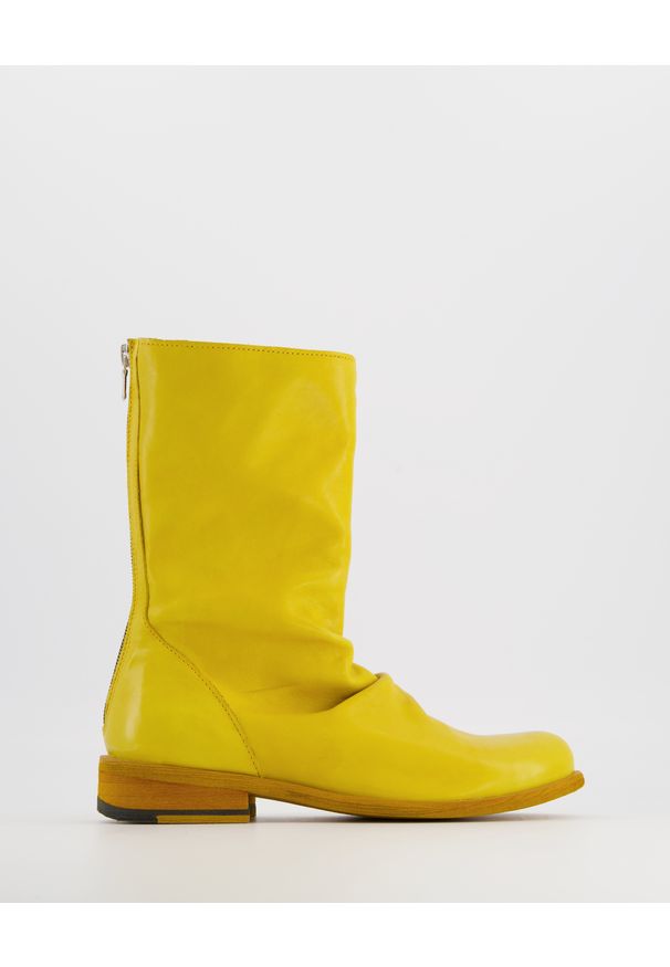 Venezia - ŻÓŁTE BOTKI DAMSKIE D140 DYE ANANAS. Kolor: żółty. Materiał: skóra, syntetyk. Obcas: na obcasie. Wysokość obcasa: średni