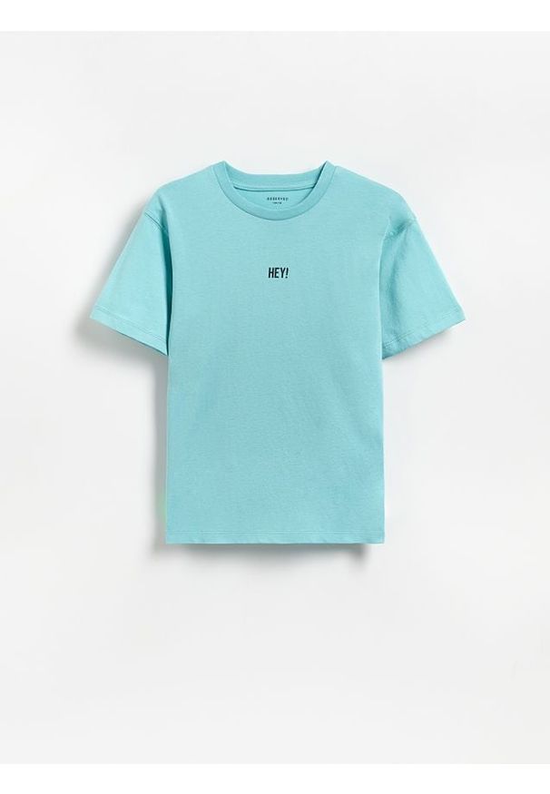 Reserved - Bawełniany t-shirt - miętowy. Kolor: miętowy. Materiał: bawełna